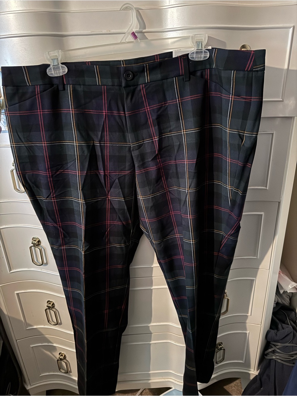 Womens Black Plaid Dress Pants - Classic Tailored Fit